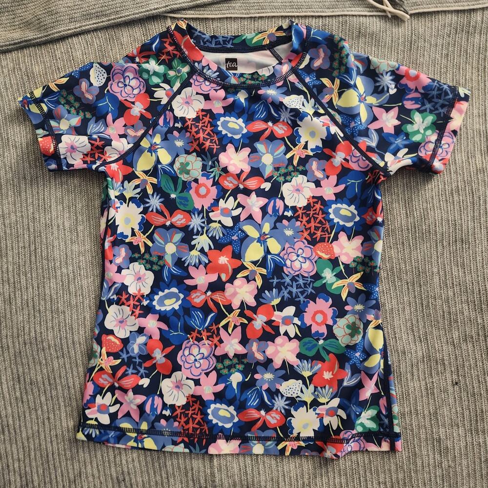 Tea Collection Caribbean Wildflowers Rash Guard Swim Top